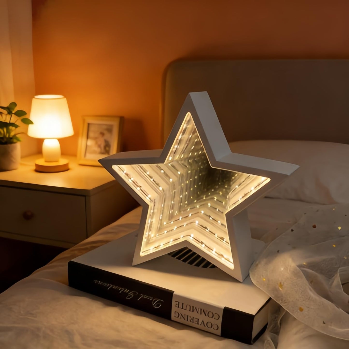 Infinity Mirror Tunnel Star Neon Sign LED Night Light, 3D Tunnel Lamp Desktop Lamp for Party Home Decor (Five-Pointed Star)