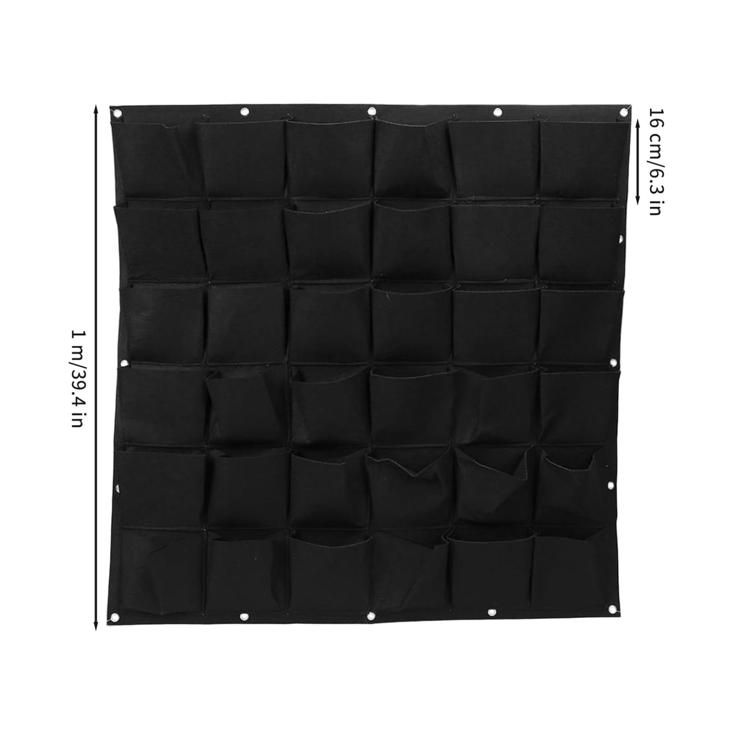 Uanqfegy Vertical Garden Planter, 36 Pocket Living Wall Planter - Thick Non-Woven Fabric Planting Bag, 39.4x39.4 Black