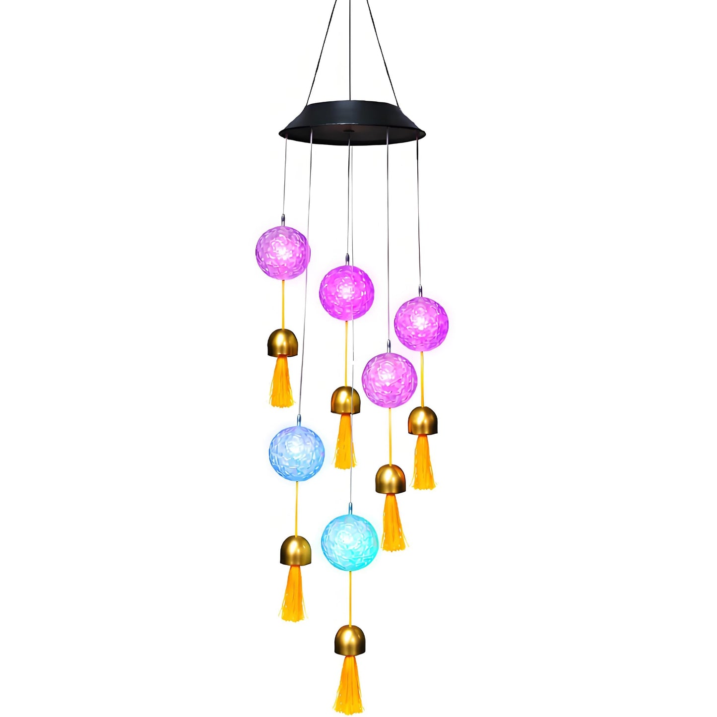 38β Mini Ball Bell Solar Light LED Wind Chime for Outside, Weather Resistant Decoration Outdoor Garden Patio Subtle Tone Decor, Ideal Gift for Birthday, Mother's Day, Meditation, Ambiance