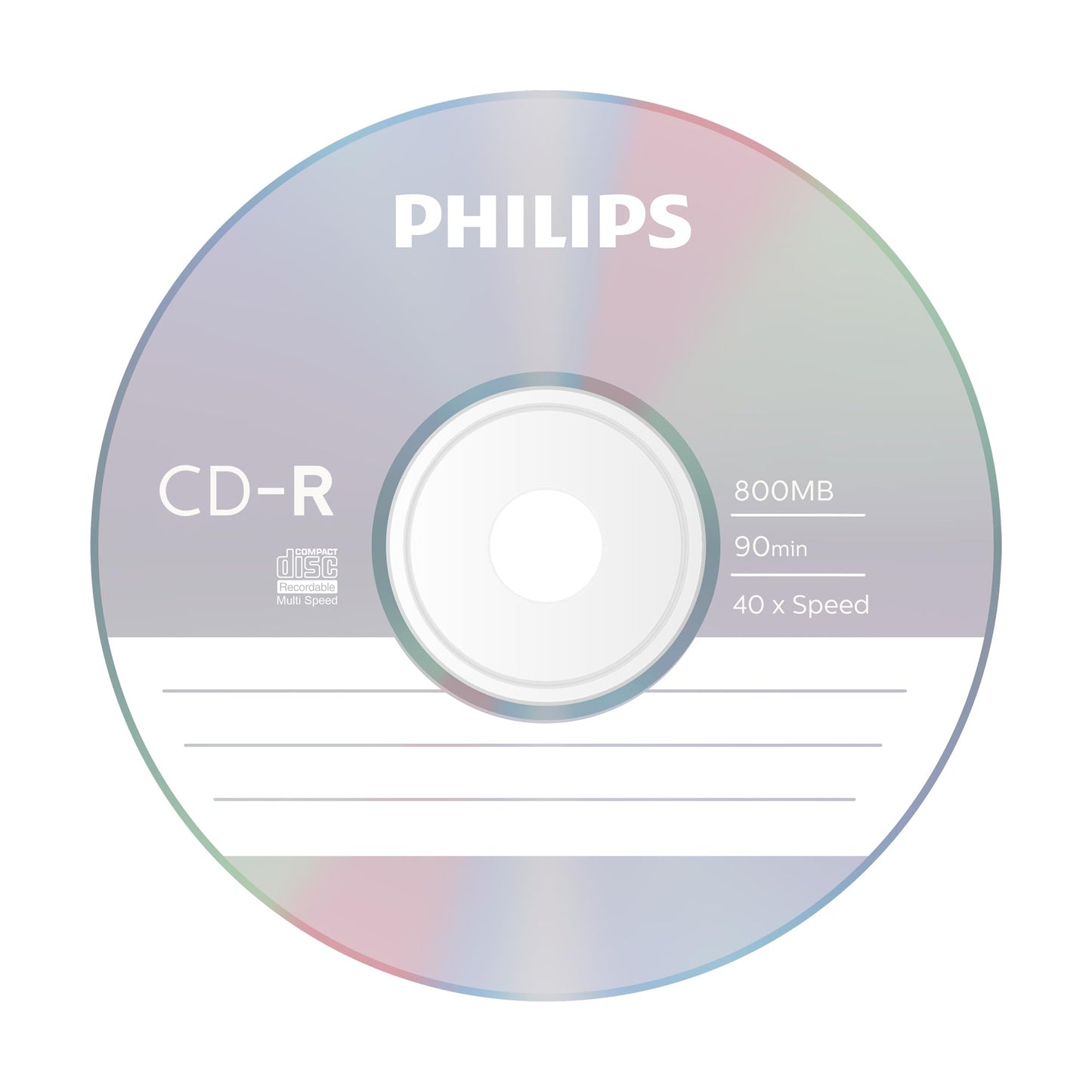 Philips CD-R 800 MB Data (Gbyte/90 Minuten, Multi Speed Recording 25er (Packaging may vary)