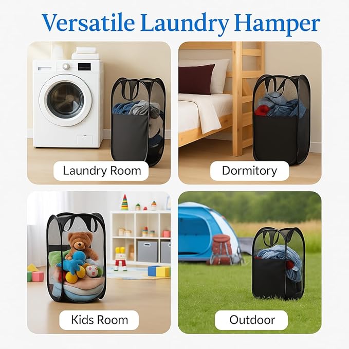 2-in-1 hanging laundry hamper Bag + Pop-up mesh laundry basket, XL Over the