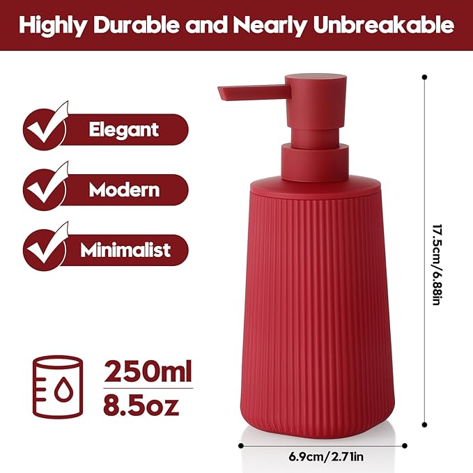 Small Soap Dispenser for Bathroom and Kitchen, Modern Farmhouse Striped Style