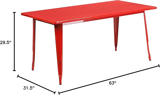 Flash Furniture Charis Commercial Grade 31.5" x 63" Rectangular Red Metal