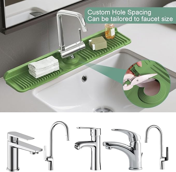 24 Inch Silicone Faucet Mat for Kitchen Sink Splash Guard Folding Faucet Mat