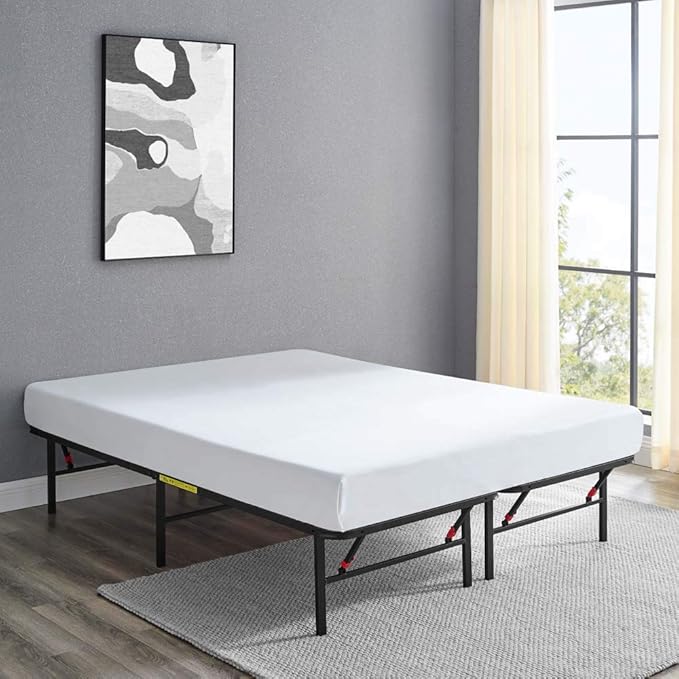 Amazon Basics Bed Frame with Storage, Foldable Metal Platform, Sturdy Steel