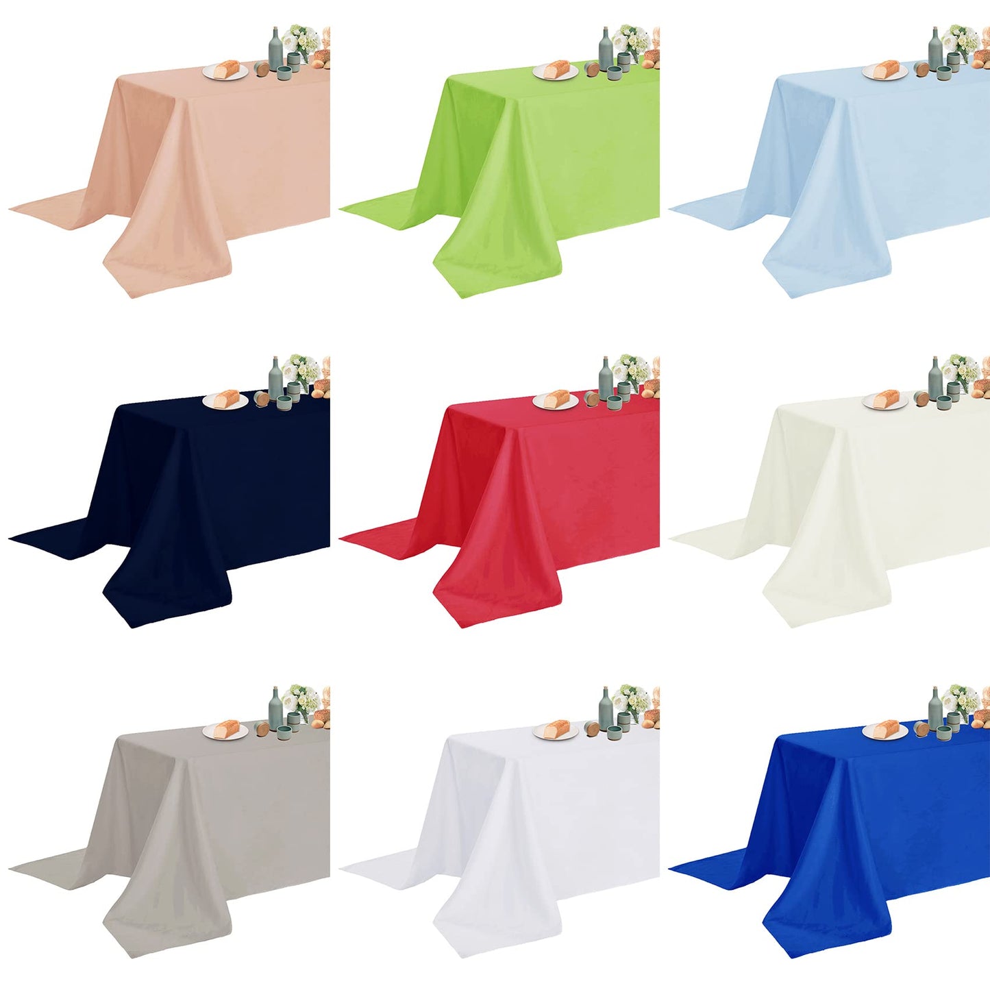 Fokitut 2 Pack Waterproof Rectangle Tablecloth, 90x156 Inch,Stain Resistant and Wrinkle Polyester Table Cloth, Fabric Table Cover for Kitchen Dining, Wedding, Party, Holiday Dinner-Royal Blue