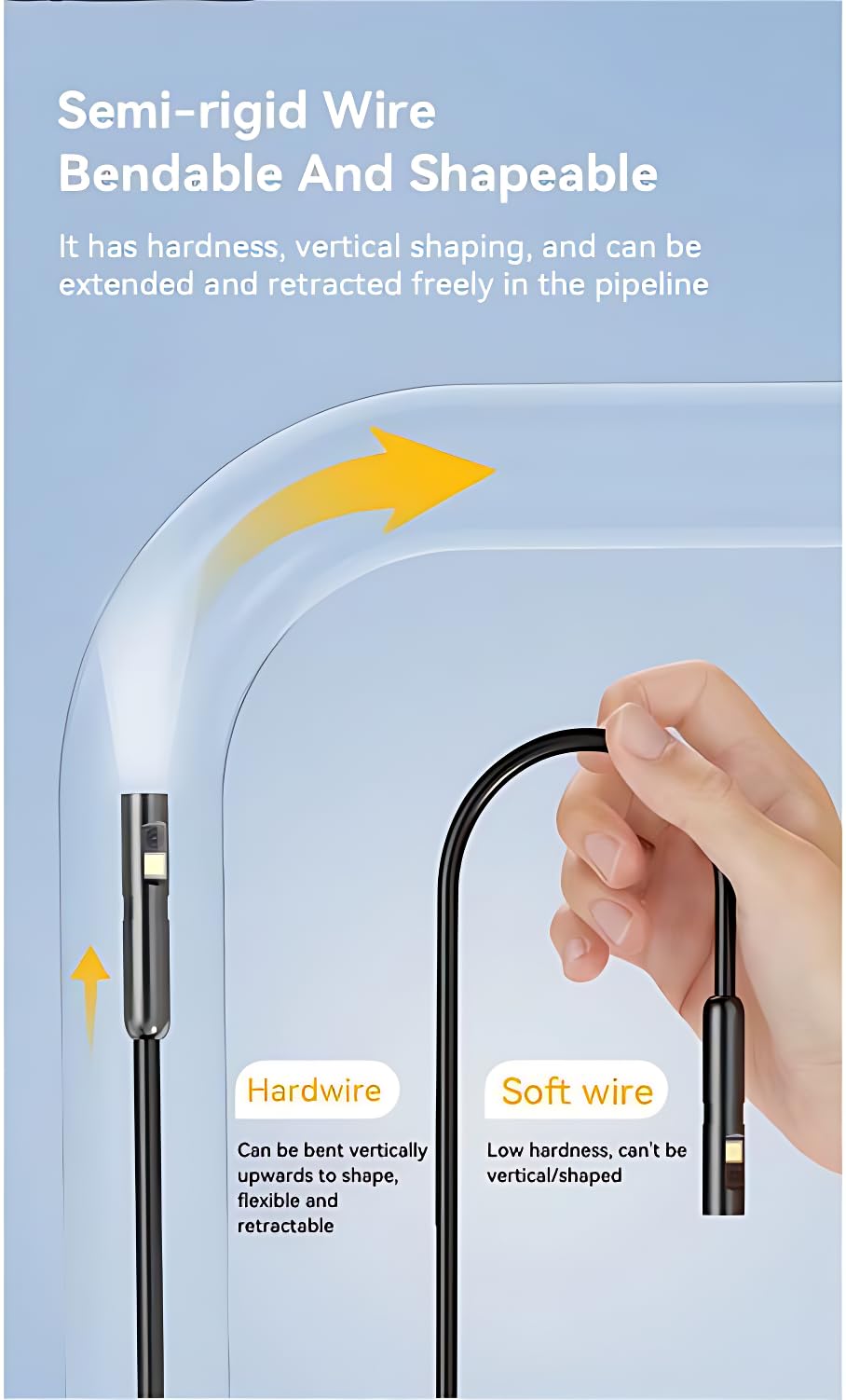 1920P HD 16.4FT Dual-Lens Endoscope Camera with Light, USB Type C Borescope, Pipe Semi-Rigid Snake, Scope Camera with 8+1 LED Lights for Android and iOS Smartphones, iPhone, iPad, Samsung. KEEMIKA