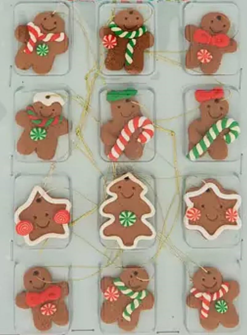 12 pc Mini Gingerbread Christmas Tree Ornaments