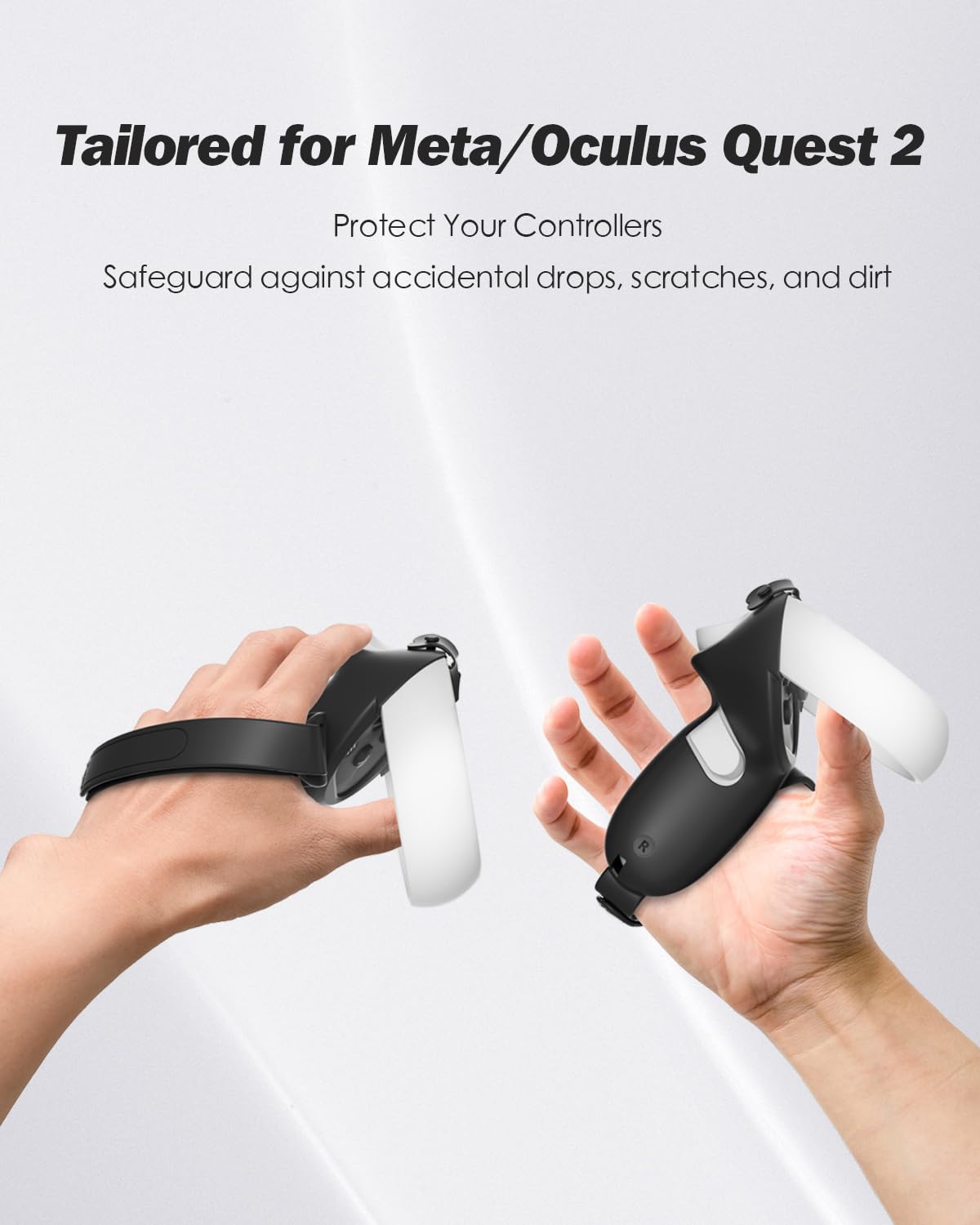 SUPERUS Comfort Controller Grips Cover Compatible with Meta Quest 2 Accessories - All-Silicone Construction, Controller Grips for Oculus Quest 2 with Adjustable Knuckle Straps Protector