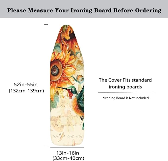 ZDCUSTOM Sunflower Hummingbird Ironing Board Cover 15x54 Inch Standard Ironing