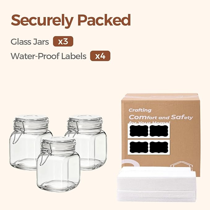 ComSaf Airtight Glass Canister Set of 3