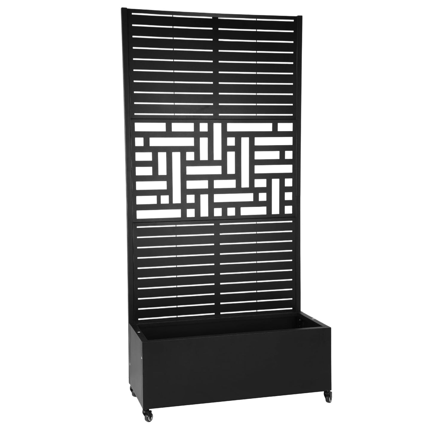 70.87x35.43x15.75 Inch Metal Planter Box with Trellis and Wheels Raised Garden Bed with Drainage Holes Privacy Planters Suitable for Climbing Plants and Vegetables
