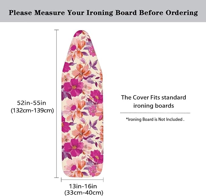 Floral Painting Ironing Board Cover Elastic Edge Heavy Duty Iron Pad Covers
