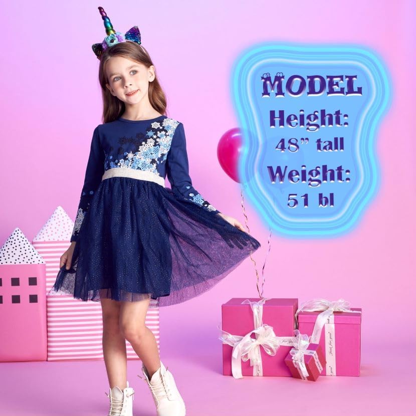 VIKITA Toddler Girl Dress Winter Long Sleeve Tutu Party Dresses for Girls 3-7 Years, Knee-Length (LH4583, 4T)
