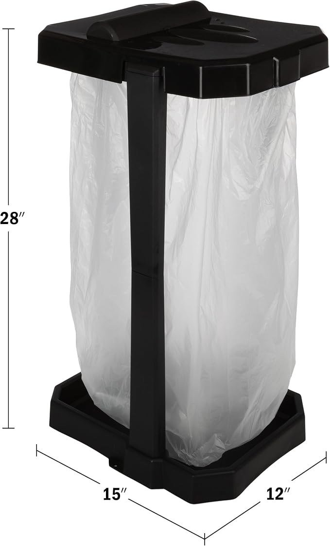Wakeman Heavy Duty Black Trash Bag Portable Trash Bag Holder Stand