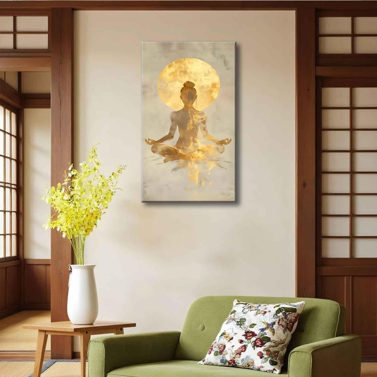 Large Zen Canvas Wall Art Modern Abstract Yoga Gold Meditation Decor Picture Tranquil Aesthetic Spa Posters Prints for Bathroom Spiritual Living Room Girl Bedroom Decoration