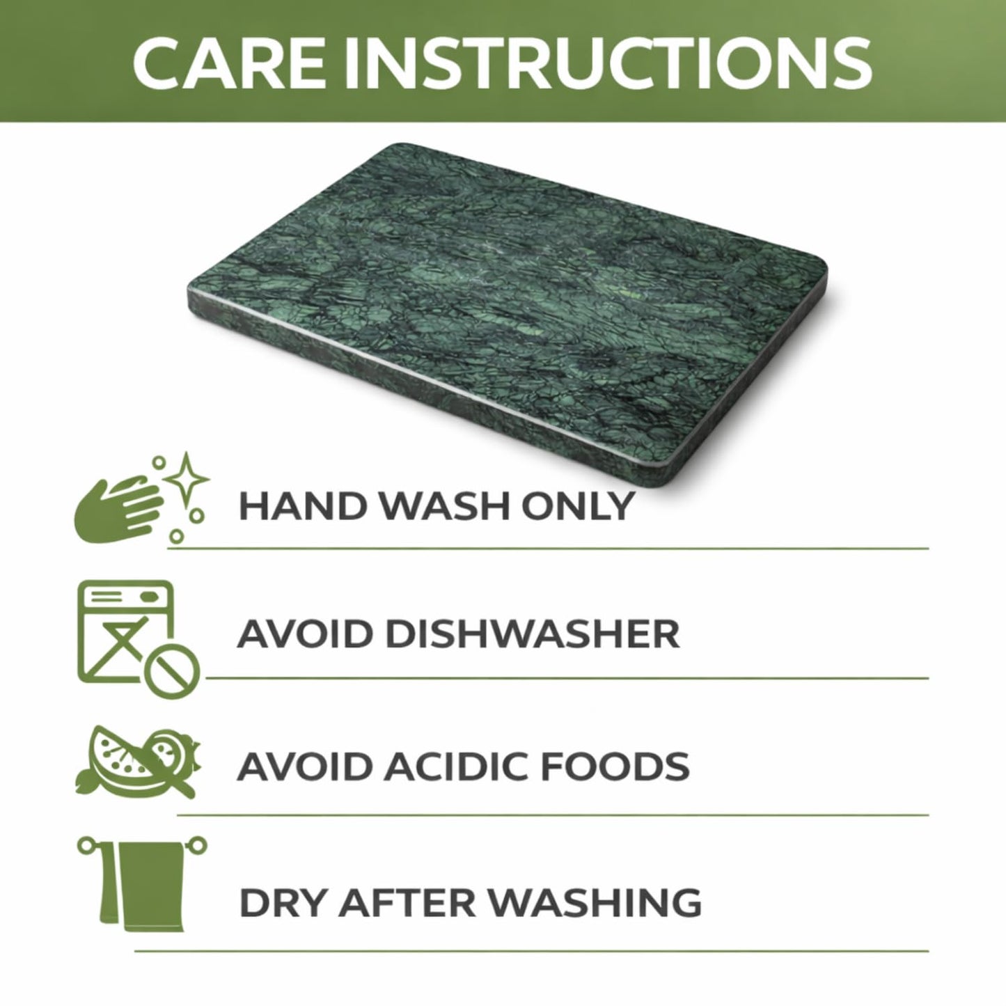 KC KULLICRAFT Home Basics Multi-Purpose Pastry Marble Tray Cutting Board Slab With Non-Slip Feet For Stability & Scratch Protection For Countertop. Easy To Clean,Trivet, Green (8Inches x 12Inches)
