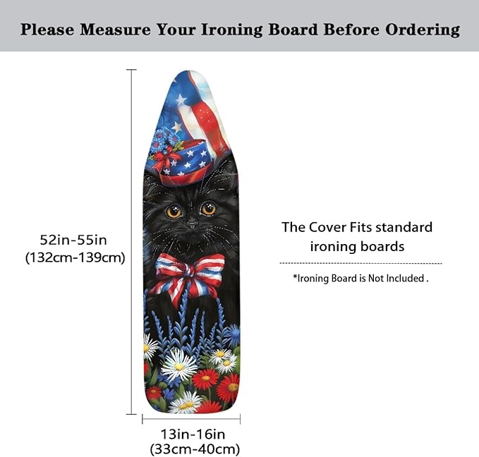 GLENLCWE American Flag Cat Ironing Board Cover Scorch Resistant Patriotic Iron