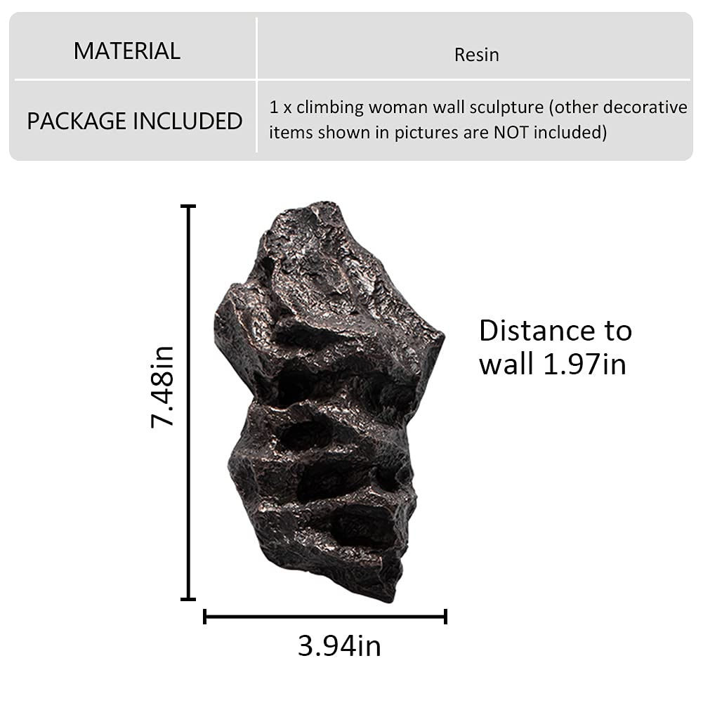 Kelendle Wall Hanging Rock Sculpture Climbing Art Statue Decor Piece for Home and Office Decoration (Bronze Large Rocks)