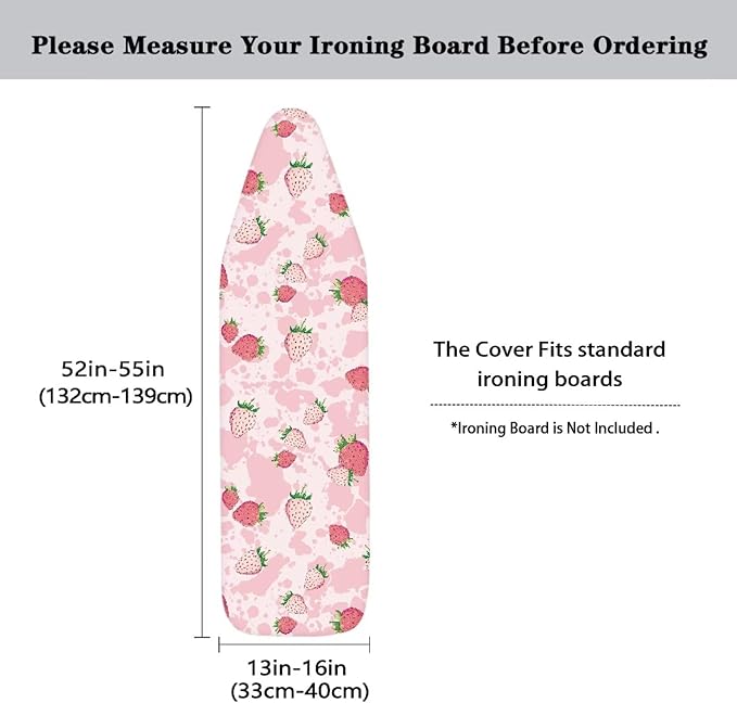 Pink Strawberry Padding Ironing Board Covers Easy to Install Stain Resistant