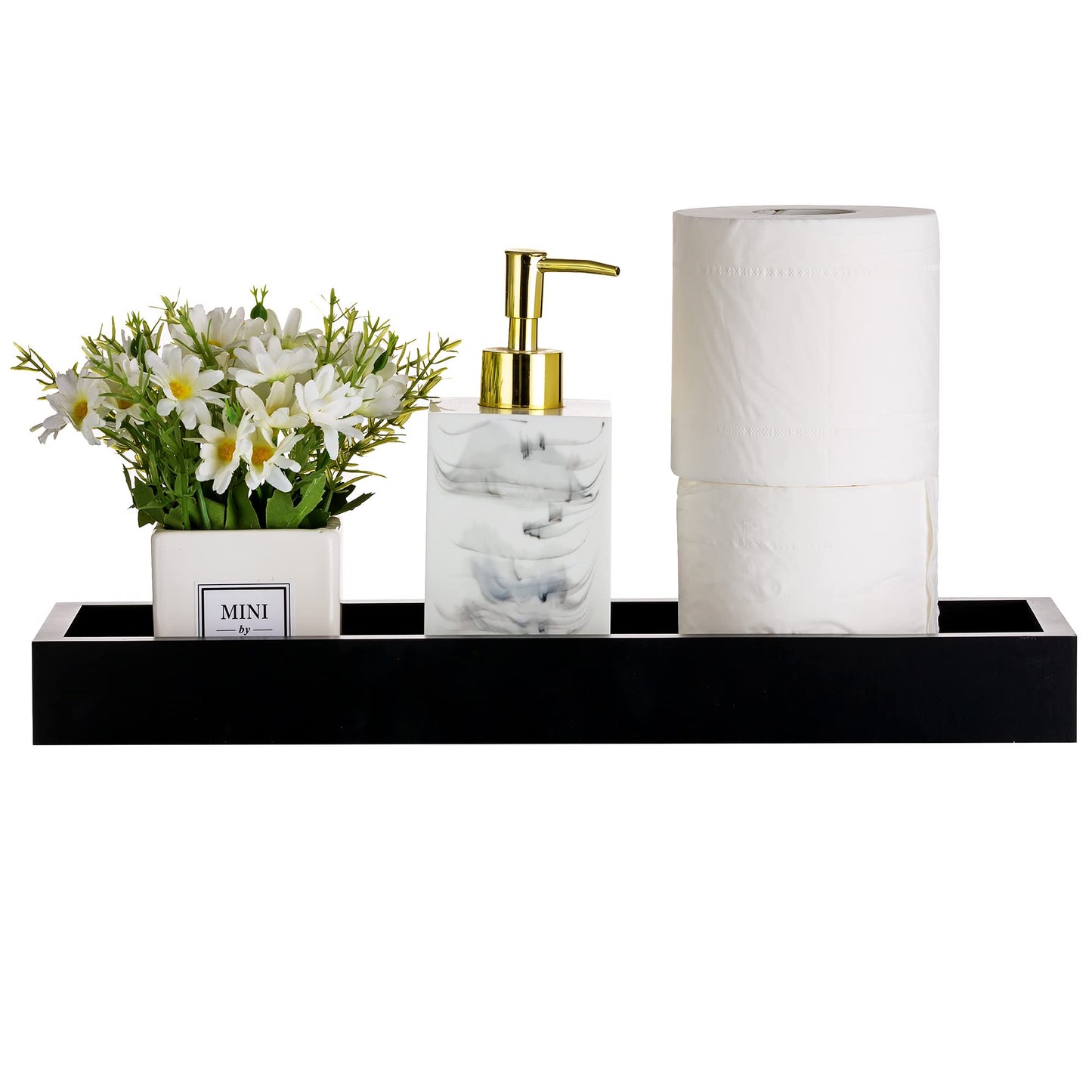 Hanobe Rectangular Long Narrow Tray: Black Decorative Rectangular Candle Holder Centerpiece Tray Decor Serving Tray No Handle for Dining Table Coffee Bar Living Room Home Decor