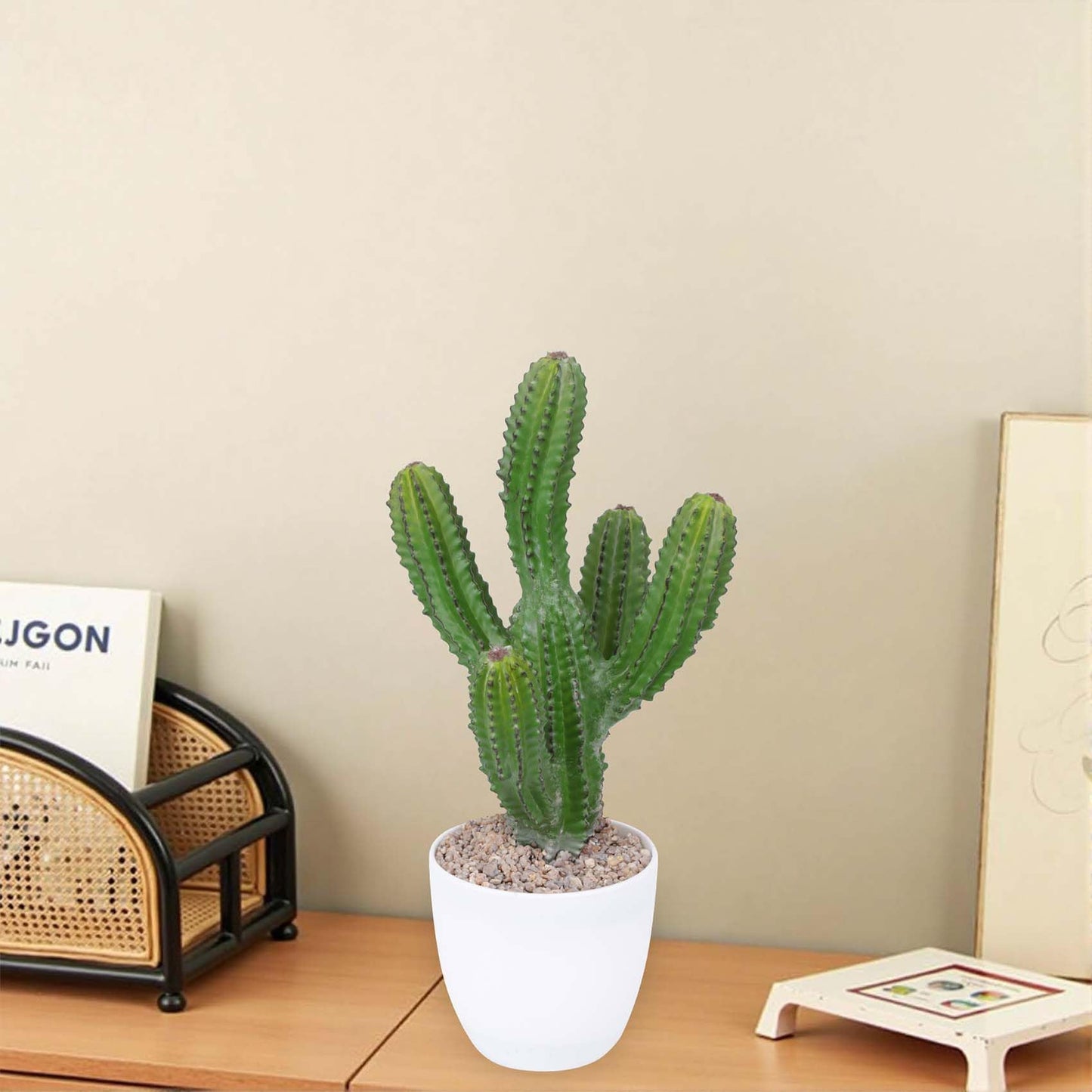 Logkity Artificial Cactus 14inch Faux Cacti Fake Succulent Plants for Indoor Outdoor Home Office Garden Decor
