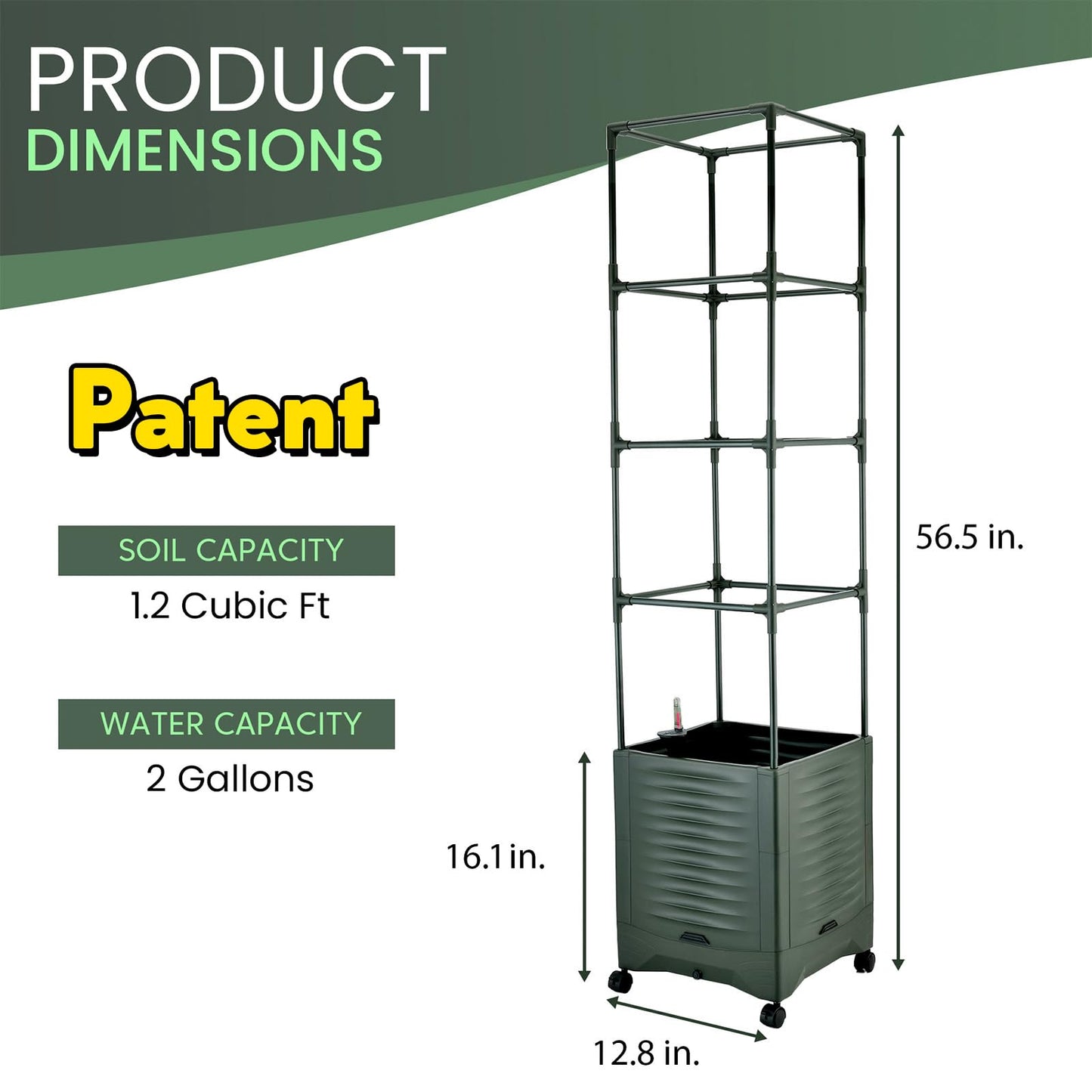 Tomato Planter Pot Tomato Box Raised Garden Bed 56.5" Tall Self-Watering and Water Indicator Planter for Tomato Outdoor Indoor Metal Trellis for Climbing Plants Large Reservoir-1 planter-not 2