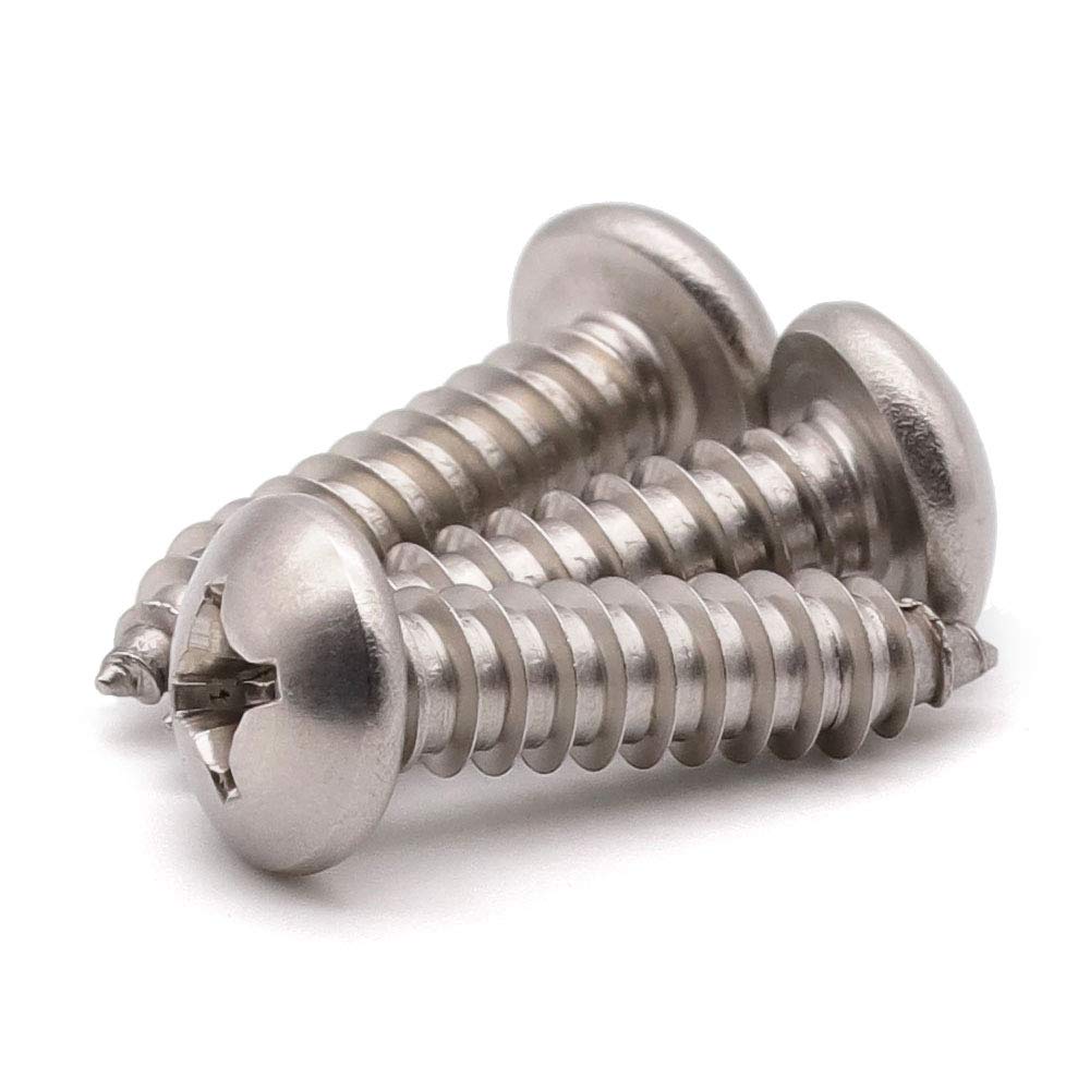 #8 x 1/2" (100 Pack) Stainless Steel Phillips Pan Head Wood Screws, Stainless Steel 304 (18-8), Pan Head Sheet Metal Screws Self Tapping for Wood