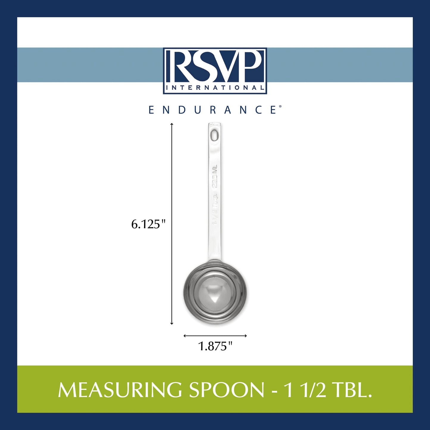 RSVP International Endurance Kitchen Collection Open Stock Measuring Spoon, Stainless Steel, Dishwasher Safe, 1.5-Tablespoon