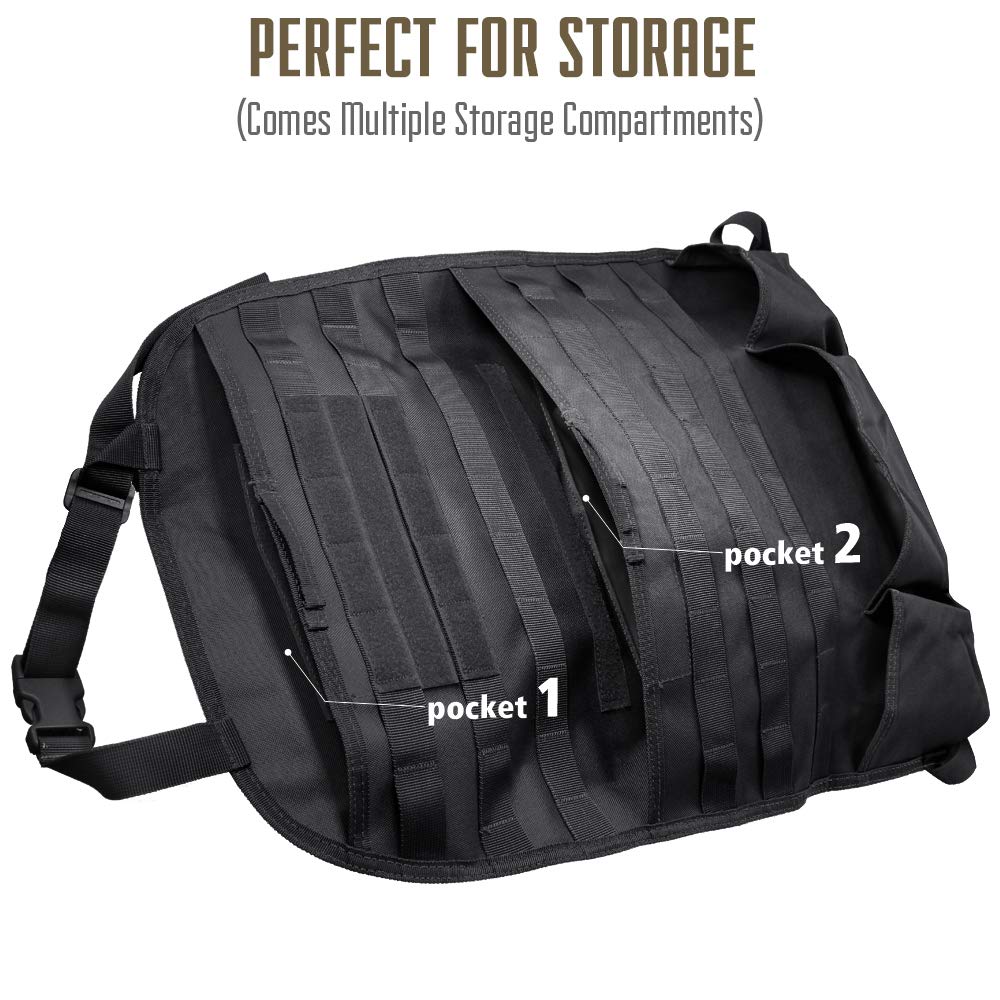 WYNEX Car Seat Back Organizer, Tactical Molle Vehicle Panel Universal Fit Car Backseat Cover Protector with 3 Storage Pouch - 2 Packs
