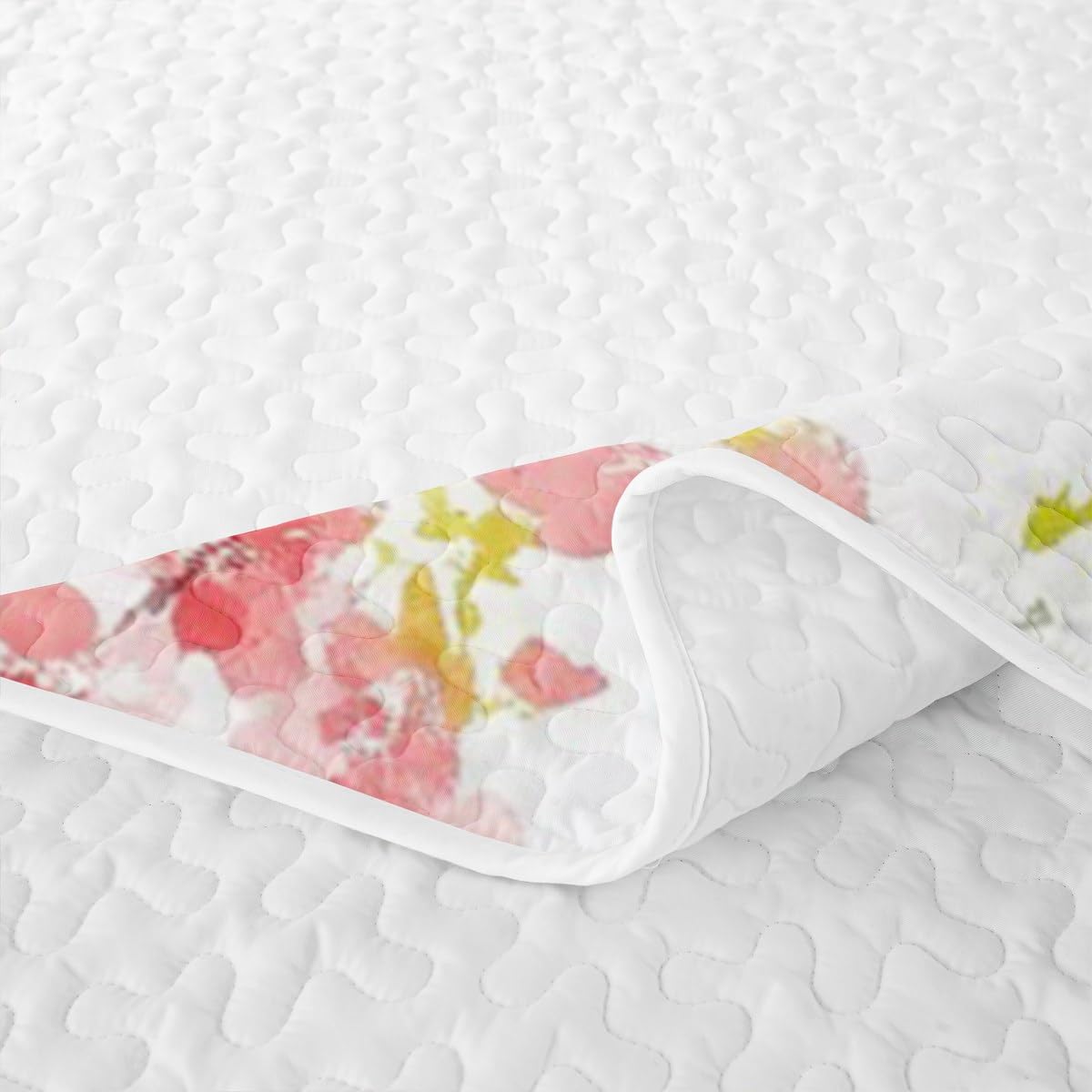 Erosebridal Cherry Blossoms Quilt Japanese Style Quilt Set Full Pink Flowers Bedding Coverlet Branches Plant Floral Bedspread