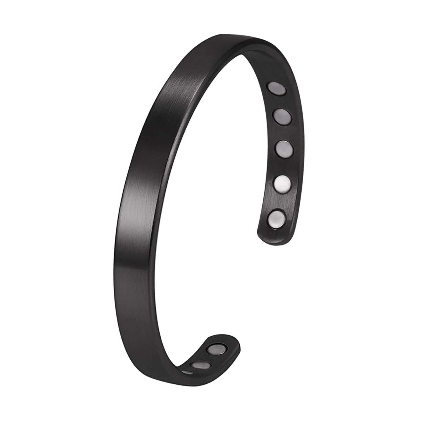 MagnetRX® Magnetic Bracelets for Men & Women - Elegant Bangle Men’s Cuff - Golf/Tennis Elbow & Balance, Stainless Steel Magnetic Bracelets for Women (Black, Small (Pack of 1))