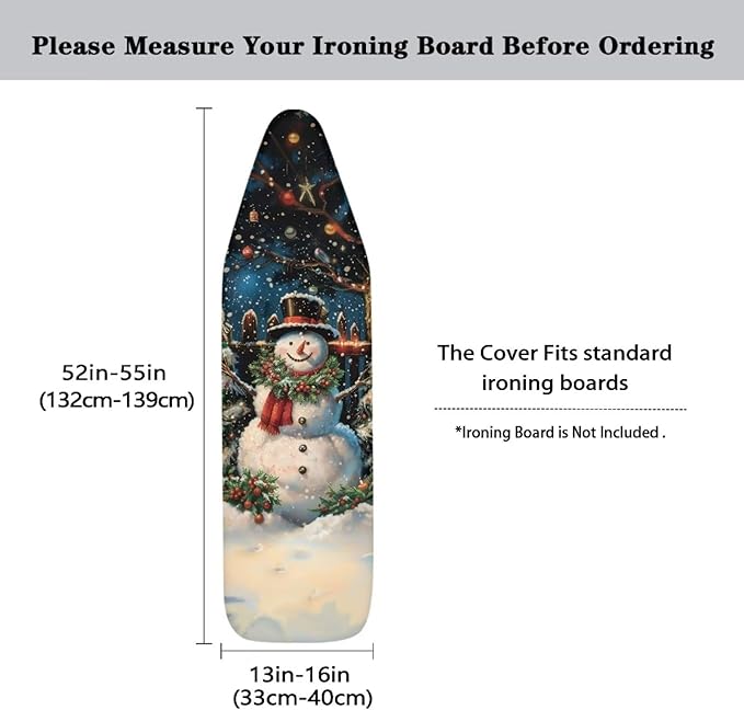ZDCUSTOM Christmas Night Snowman Ironing Board Cover 13x52 Inch, Scorch &