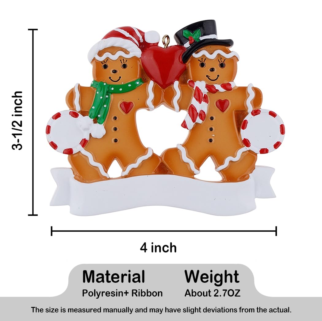 2025 Cookies Christmas Ornament - Personalized Gingerbread Family of 2 Ornaments - Nostalgic Gingerbread Family Christmas Ornament - 2025 Custom Gift for Parents, Grandparents