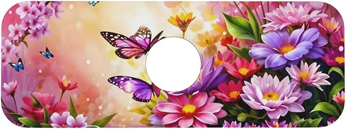 Pink butterfly flower Kitchen sink faucet pad, strong water absorption