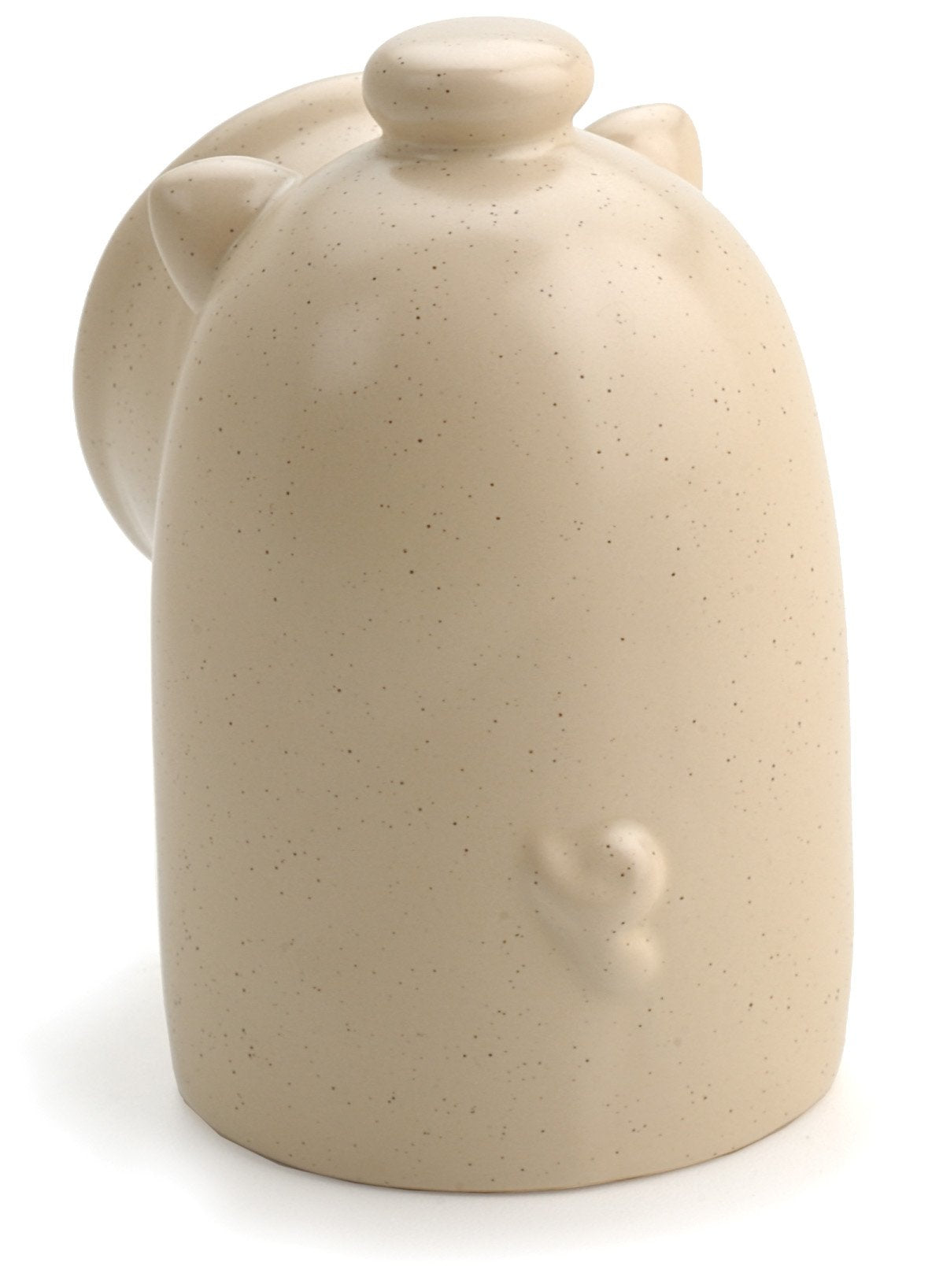 RSVP International Stoneware Salt Pig and Spoon Set, Wide Mouth, Dishwasher Safe, 3x3.25x5", Oatmeal