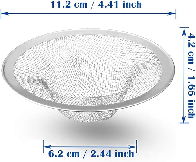 2 Pcs Heavy Duty Stainless Steel Slop Basket Filter Trap, 4.41" Top / 2.44"
