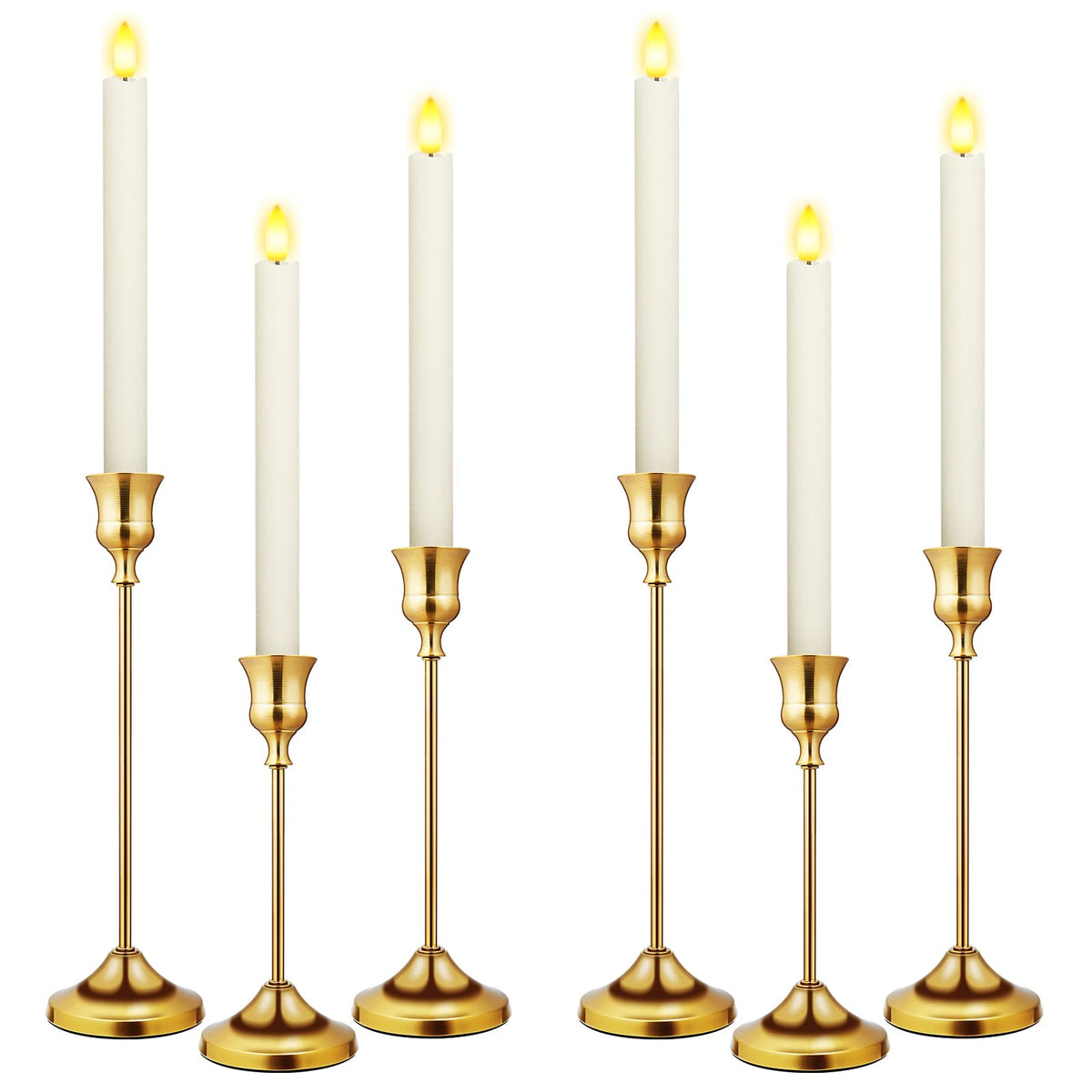 Candlestick Holders 6 PCS Metal Taper Candle Holders, KSWING Gold Candle Stick Holders Set, Perfect for Table Centerpiece Mantel Party Wedding Christmas Home Decor, Set of 6