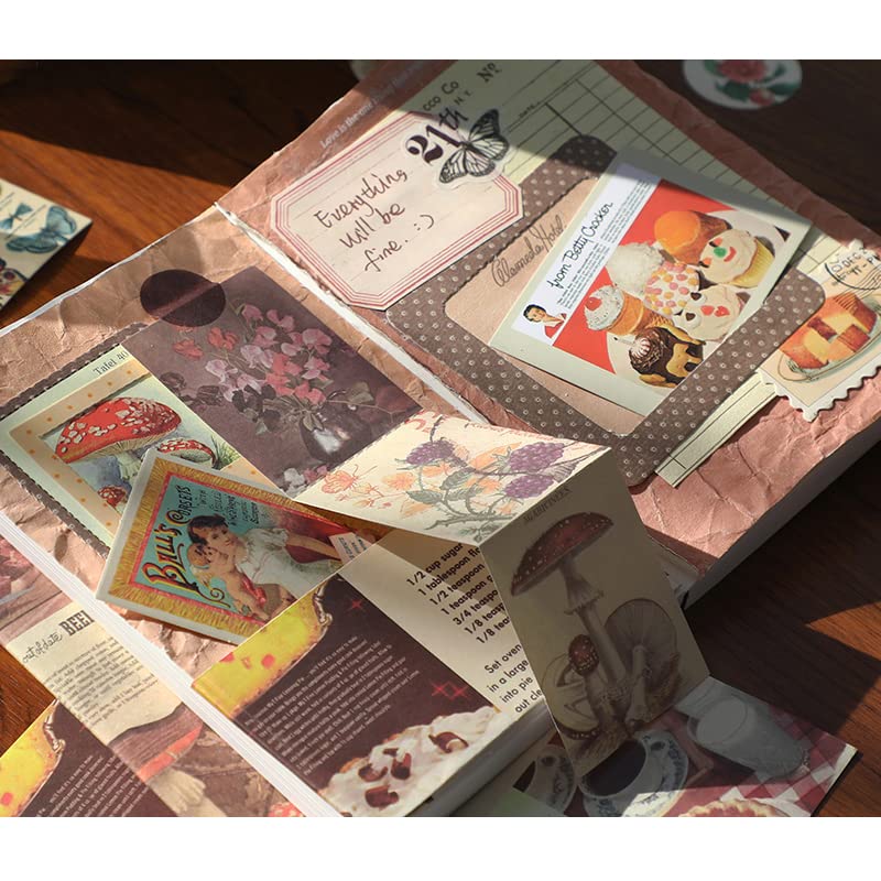 348 Pcs Scrapbooking Supplies Kit, Vintage Aesthetic Scrapbook Kit for Bullet Junk Journal, Stationery, A6 Grid Notebook, DIY Journaling Supplies, Birthday Craft Gift for Teen Girl Kid Women