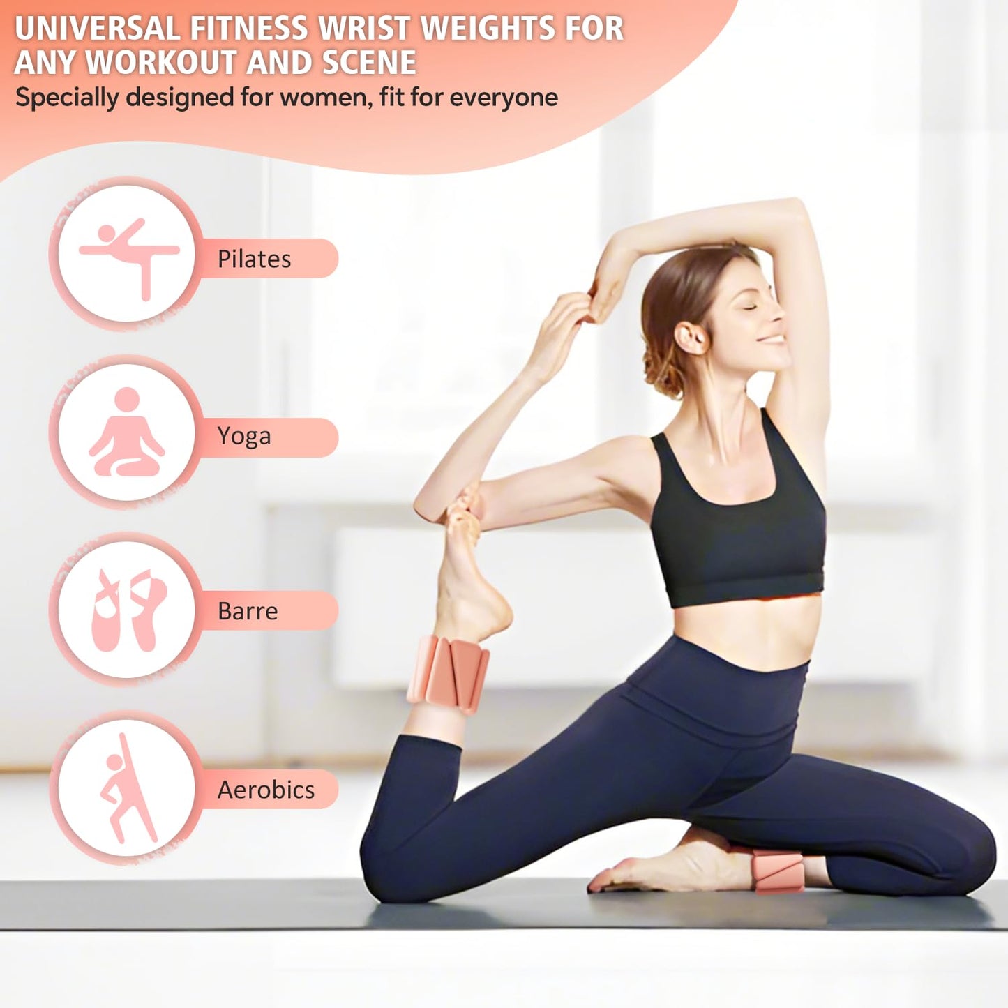 T98 Wrist & Ankle Weights for Women Men, Wearable Wrist Weights Set of 2(1Lbs Each), Adjustable Arm Leg Bracelet Weights for Strength Training, Aerobics, Barre, Suit for Home Outdoor Workout