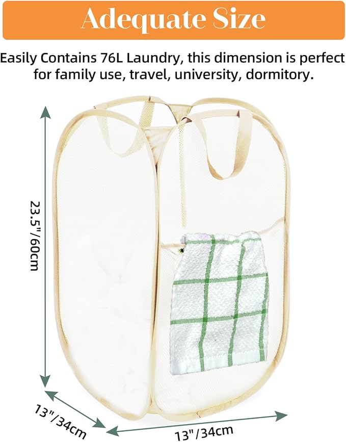 2 Pcs Durable Collapsible Laundry Baskets