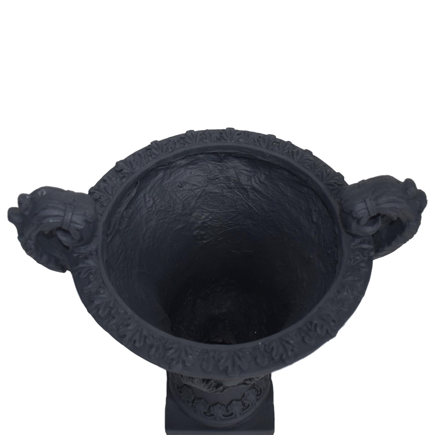 PETALORE Black Urn Planter, Tall Outdoor Flower Pots with Roman Botanical Design, Durable Magnesium Oxide Pedestal Planter for Garden, Patio, or Front Porch Decoration, Weather-