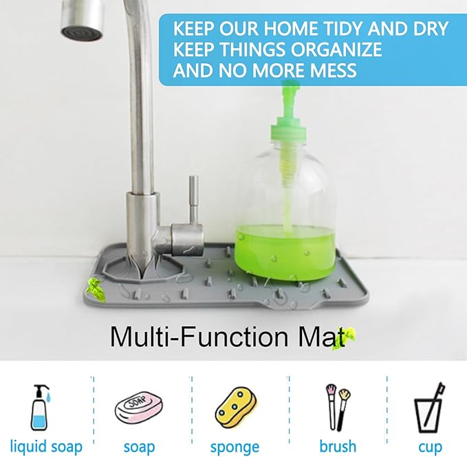 2 Pieces Kitchen Sink Splash Guard 8.3" Mini Sink Faucet Mat Faucet Handle Drip