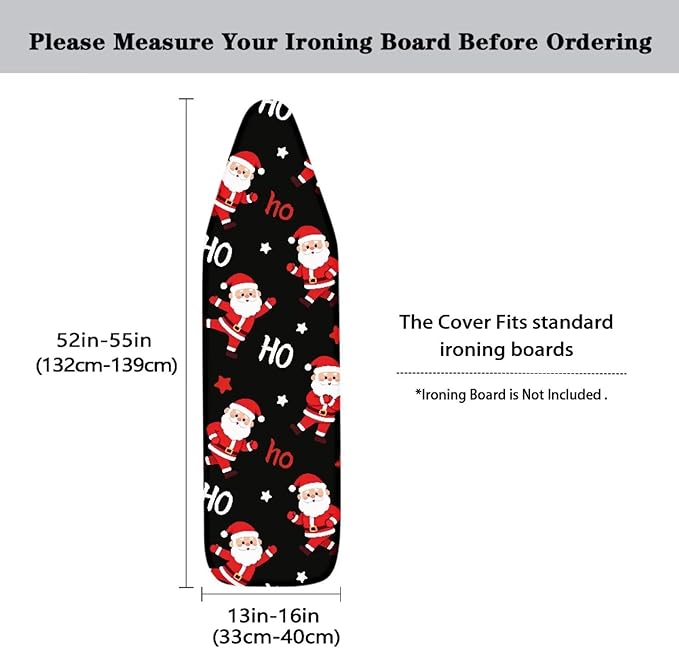 Black Christmas Santa Ironing Board Cover Cover Standard Size Soft Fabric