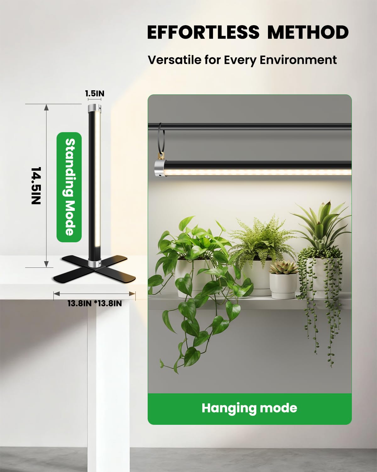 SJZX Grow Light for Indoor Plants, 40 LEDs Full Spectrum Plant Light Stand with Timer, High PPFD Grow Light, 1.2ft Vertical Standing/Hanging Indoor Plant Light for Small Plant Herbs in Home & Office