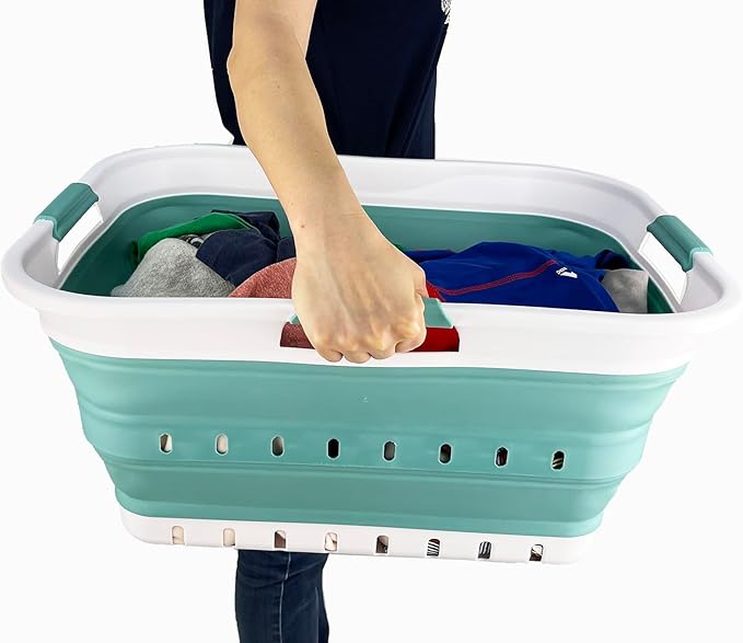 SAMMART 42L Collapsible Plastic Laundry Basket