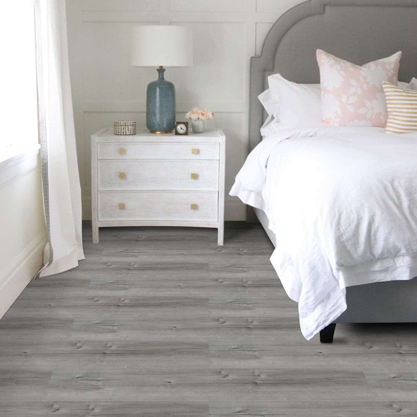 20-Pack 30 Sq.Ft Peel and Stick Floor Tile, Natural Grey Wood Grain Look, Self Adhesive and Waterproof Vinyl Flooring for Transfer Bathroom, Kitchen, Living Room, Bedroom