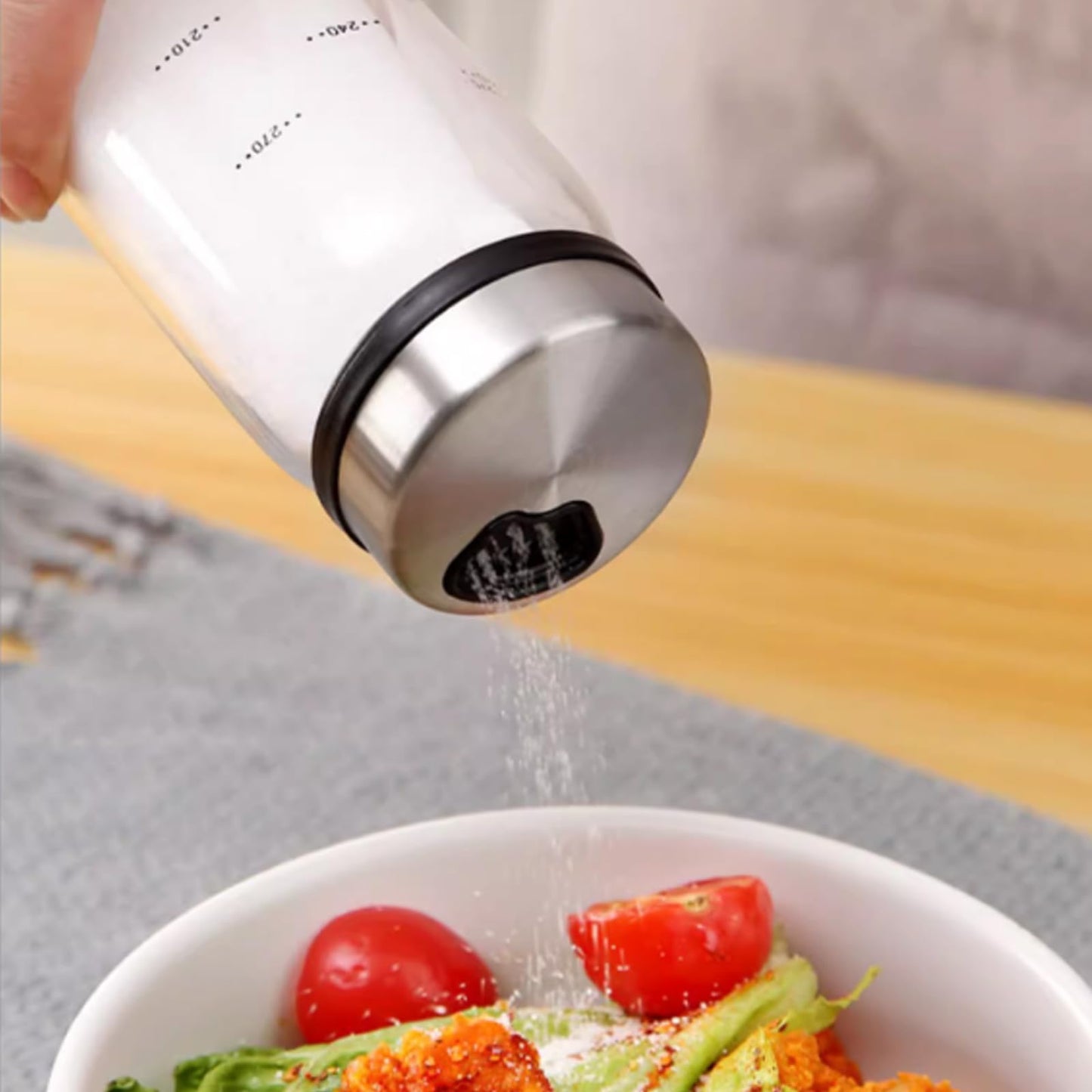 2-Piece 4-Neck Glass Seasoning Shakers - Moisture Resistant (300ml/10oz)