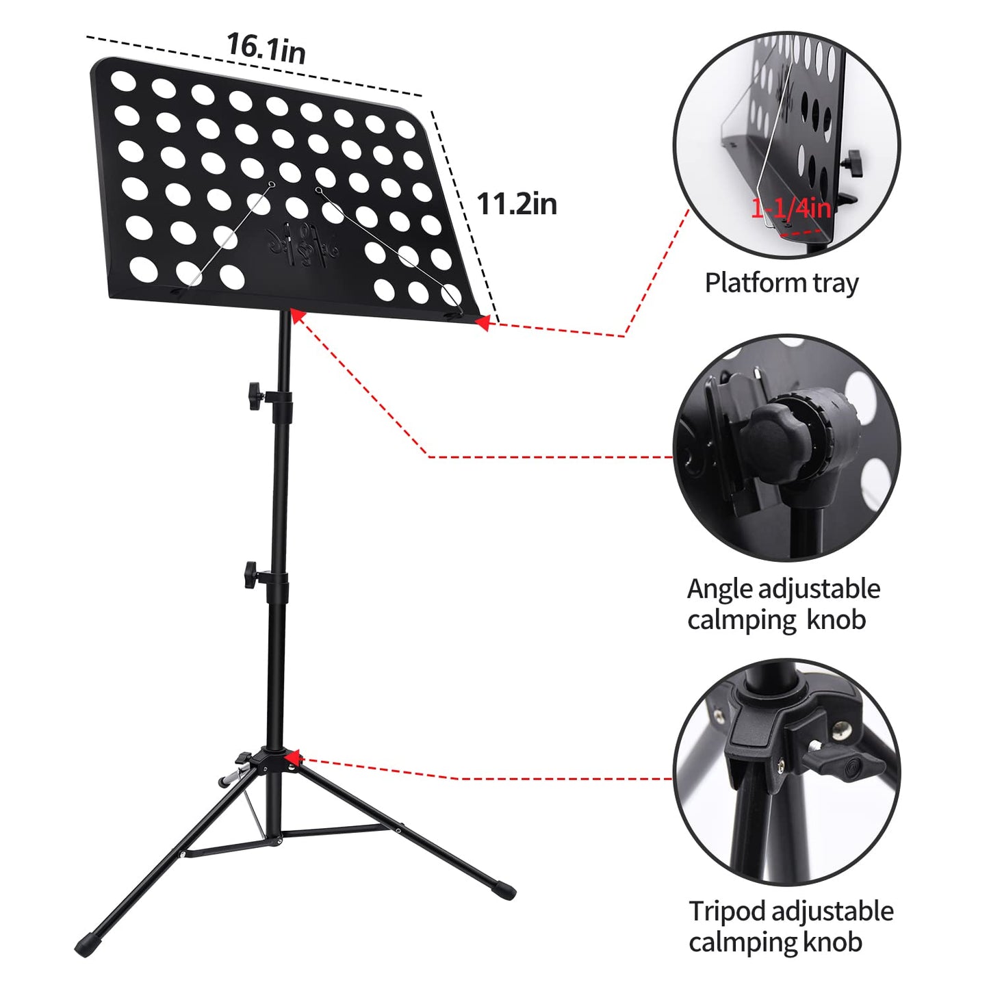 1/2/3 Pack Sheet Music Stand, Adjustable Music Stand with Carrying Bag, Professional Music Book Holder Music Sheet Clip Holder for Guitar, Ukulele, Violin Players(Standard Version, 1 Pack)