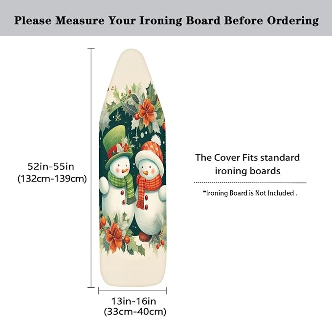 ZDCUSTOM Couple Snowman Ironing Board Cover, Merry Christmas Non Stick Scorch